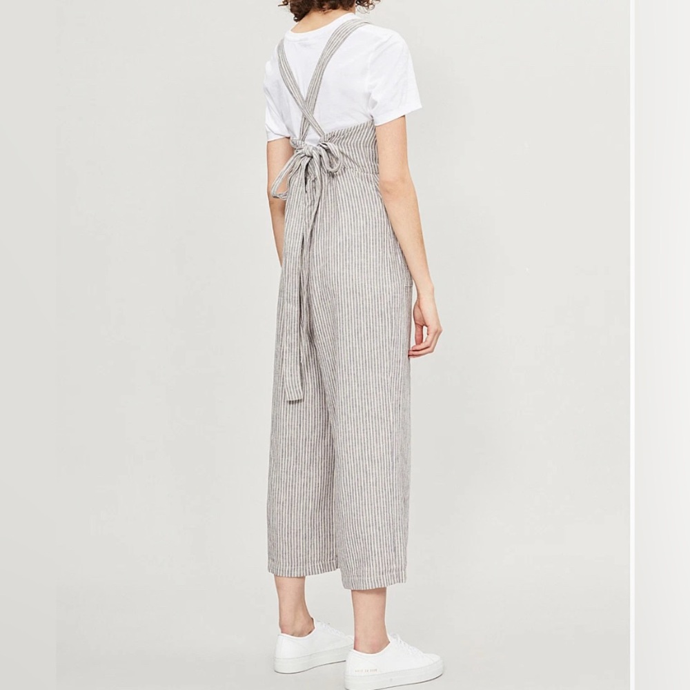FREE PEOPLE ‘Off The Shore’ Linen Blend Striped Wide Leg Jumpsuit Women’s Size 2 - Picture 4 of 12